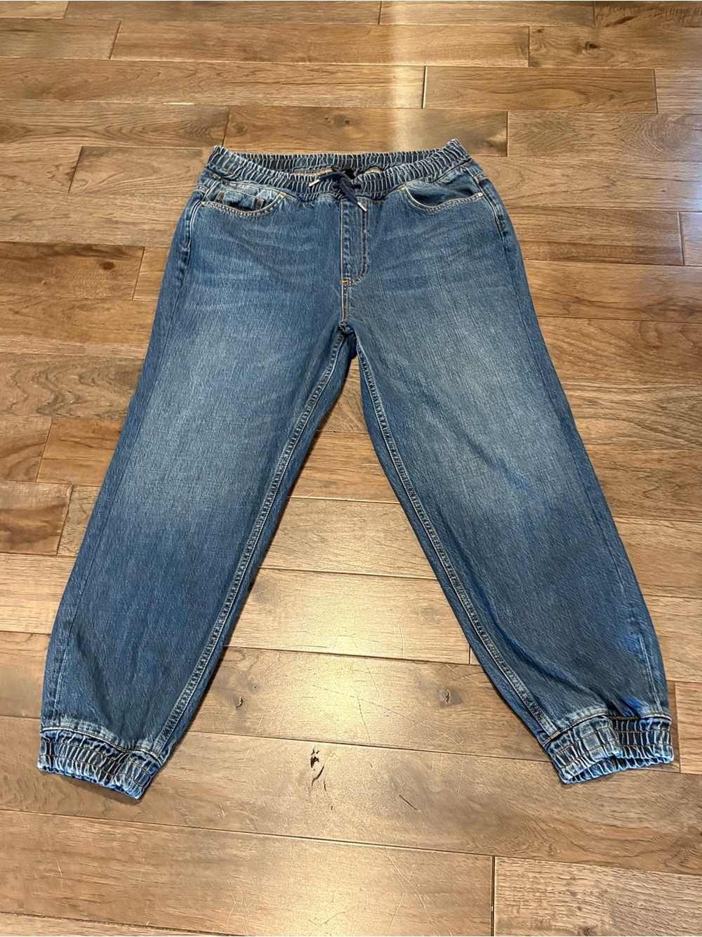ME+EM Medium Blue Elastic Waist Denim Jogger Jeans EUC